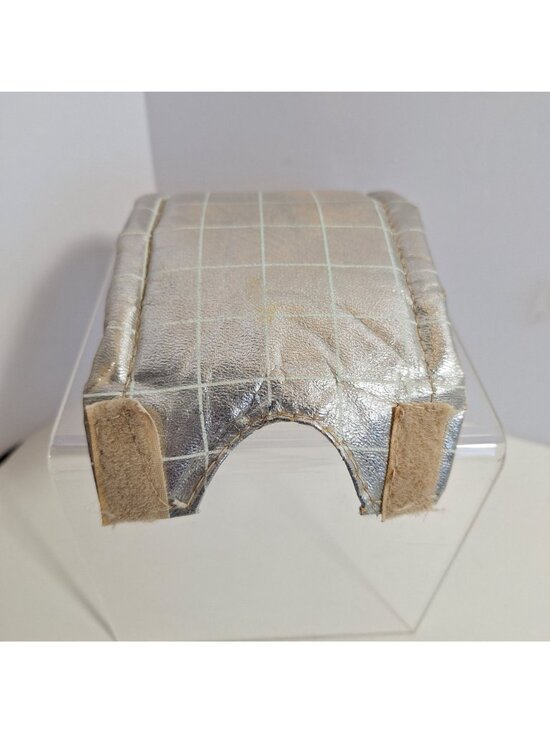 Old School 80s BMX Handlebar Crossbar Pad Silver Metallic Vintage Grid - Picture 4 of 10